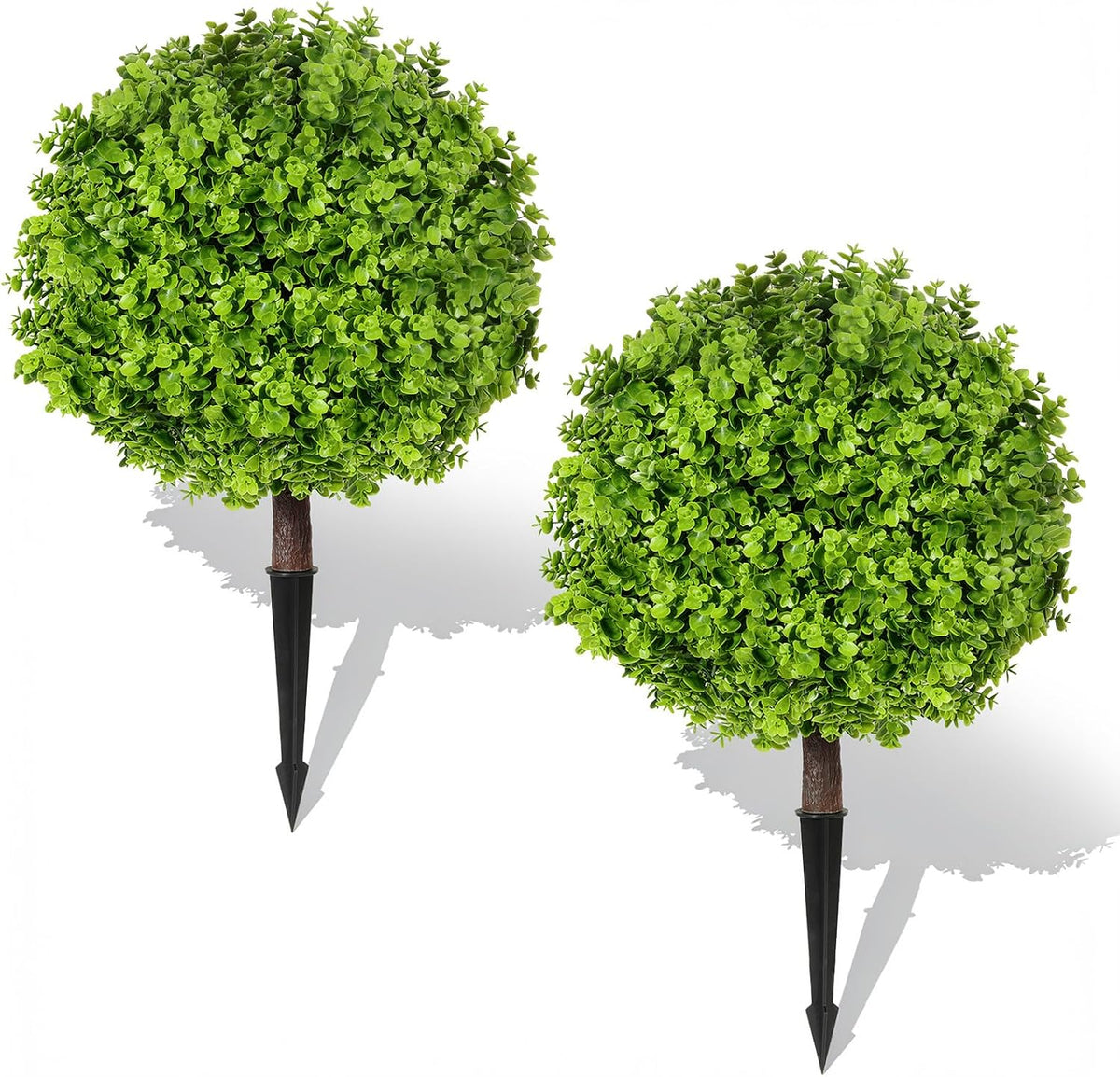2 Pack 24" Fall Artificial Mums Topiary Bushes with Ground Spike