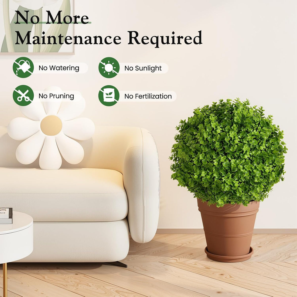 2 Pack 24" Fall Artificial Mums Topiary Bushes with Ground Spike