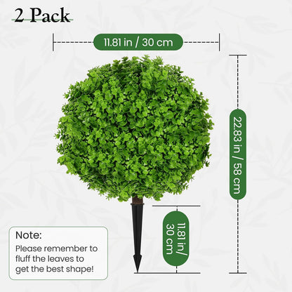 2 Pack 24" Fall Artificial Mums Topiary Bushes with Ground Spike