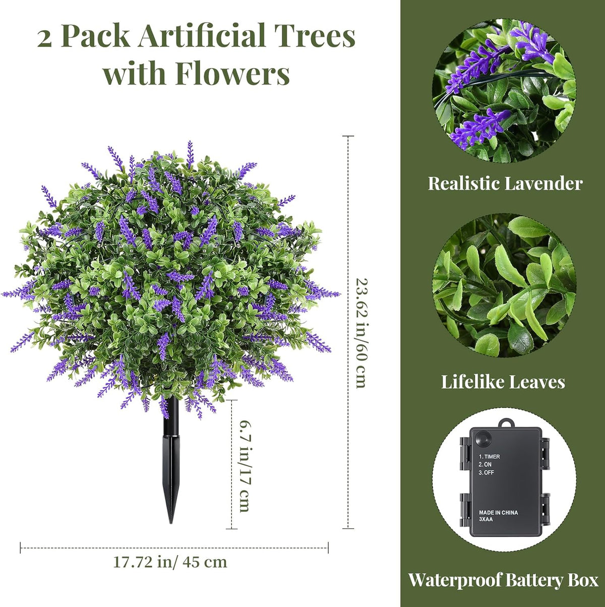 2 Pack 24" Fall Artificial Mums Topiary Bushes with Ground Spike
