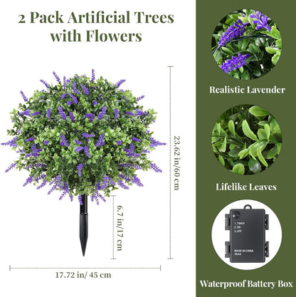 2 Pack 24" Fall Artificial Mums Topiary Bushes with Ground Spike