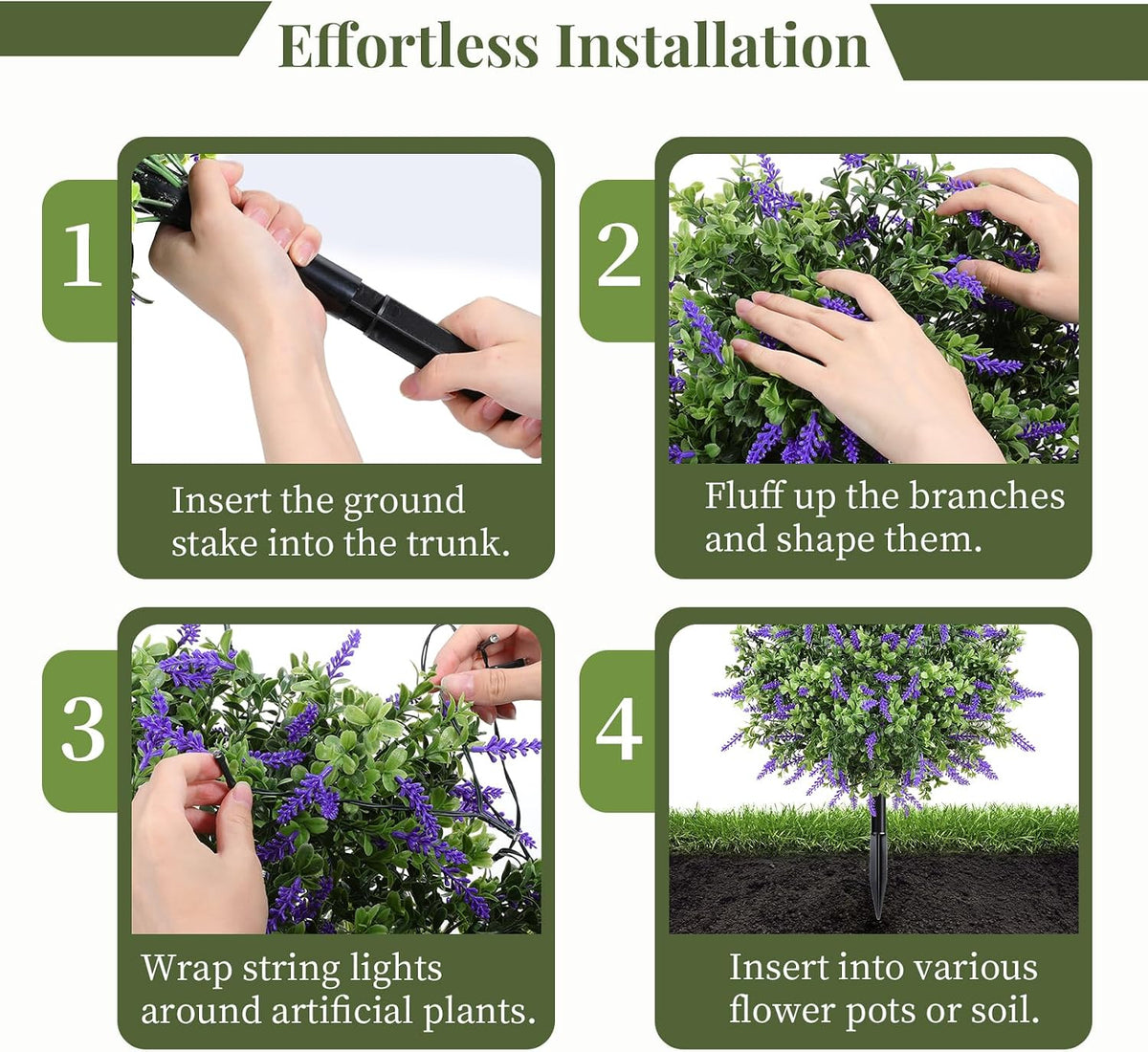 2 Pack 24" Fall Artificial Mums Topiary Bushes with Ground Spike