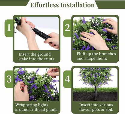 2 Pack 24" Fall Artificial Mums Topiary Bushes with Ground Spike