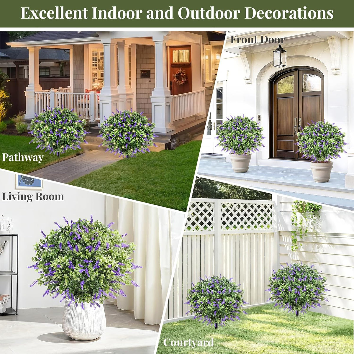 2 Pack 24" Fall Artificial Mums Topiary Bushes with Ground Spike