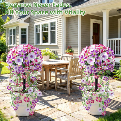 2 Pack 24" Fall Artificial Mums Topiary Bushes with Ground Spike