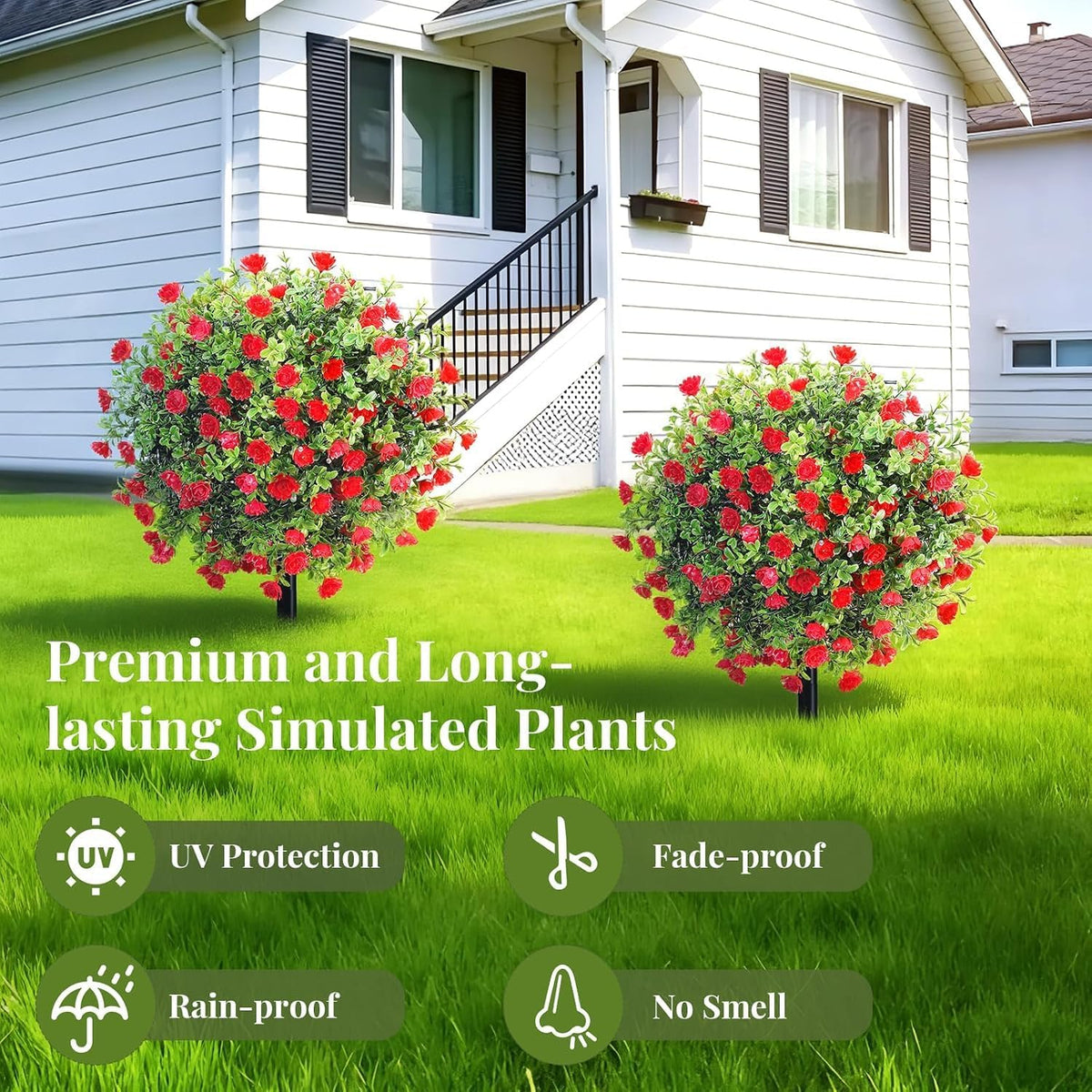 2 Pack 24" Fall Artificial Mums Topiary Bushes with Ground Spike