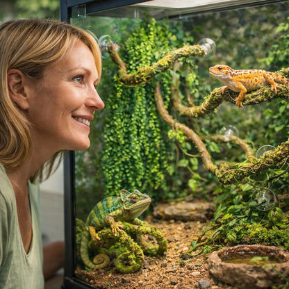 Reptile Vines, Flexible Jungle Climbing Vines Terrarium Plastic Plants and Leaves Tank Accessories Decor for Gecko Snake Lizard Bearded Dragon Hermit Crab Frog