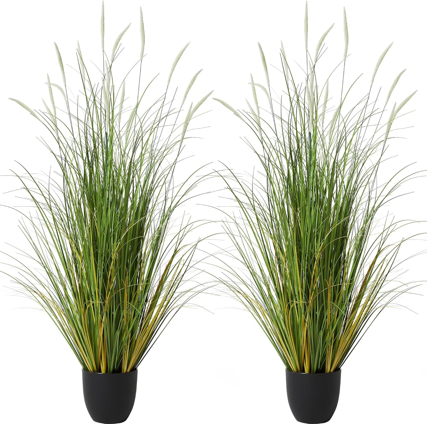 3ft 2-Pack Artificial Cattail Reed Grass, 35in Artificial Indoor Outdoor Fake Onion Grass Plant, Home Office Wedding Decorative Faux Potted Plant Greenery, Housewarming Gift, White