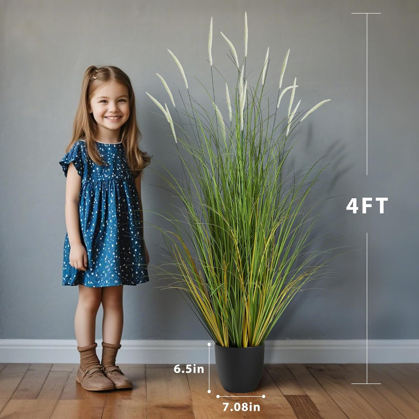 3ft 2-Pack Artificial Cattail Reed Grass, 35in Artificial Indoor Outdoor Fake Onion Grass Plant, Home Office Wedding Decorative Faux Potted Plant Greenery, Housewarming Gift, White