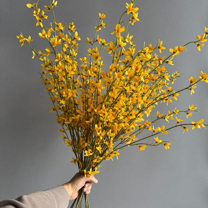 3Pcs Fake Forsythia Stems 40" Long Artificial Forsythia Branches Fake Yellow Flowers Branches Artificial Silk Spring Flower for Vase Decoration Indoor Outdoor Wedding Home Bedroom (Yellow)