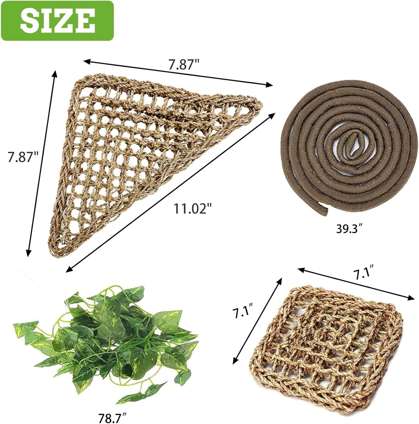 PIVBY 4 PCS Bearded Dragon Hammock, Bearded Dragon Tank Accessories, Flexible Reptile Jungle Vines Terrarium Decor for Chameleon, Lizards, Crested Geckos, Snakes, Lguana, Amphibian Reptiles Habitats