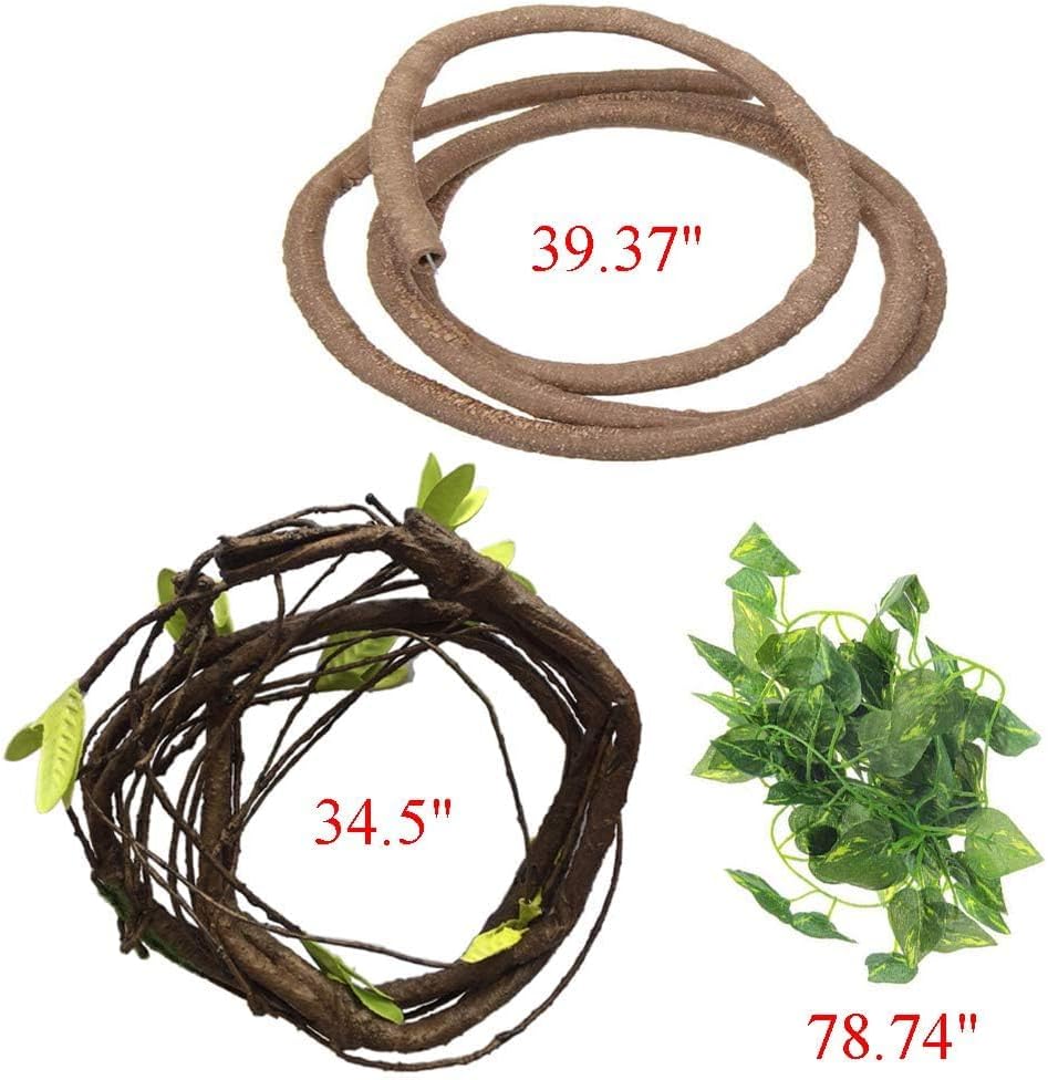 PIVBY 4 PCS Bearded Dragon Hammock, Bearded Dragon Tank Accessories, Flexible Reptile Jungle Vines Terrarium Decor for Chameleon, Lizards, Crested Geckos, Snakes, Lguana, Amphibian Reptiles Habitats
