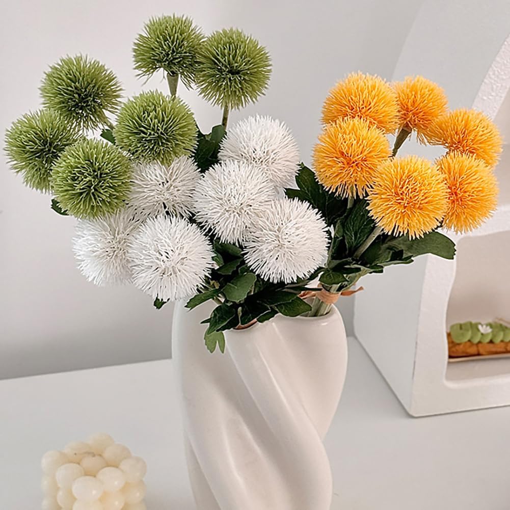 18 PCS Artificial Dandelion Flowers with Stems, 15 Inch Plastic Fake Flower Plants Look Real Decorative Floral Bouquet for Baby Shower Party Wedding Arrangements DIY, White