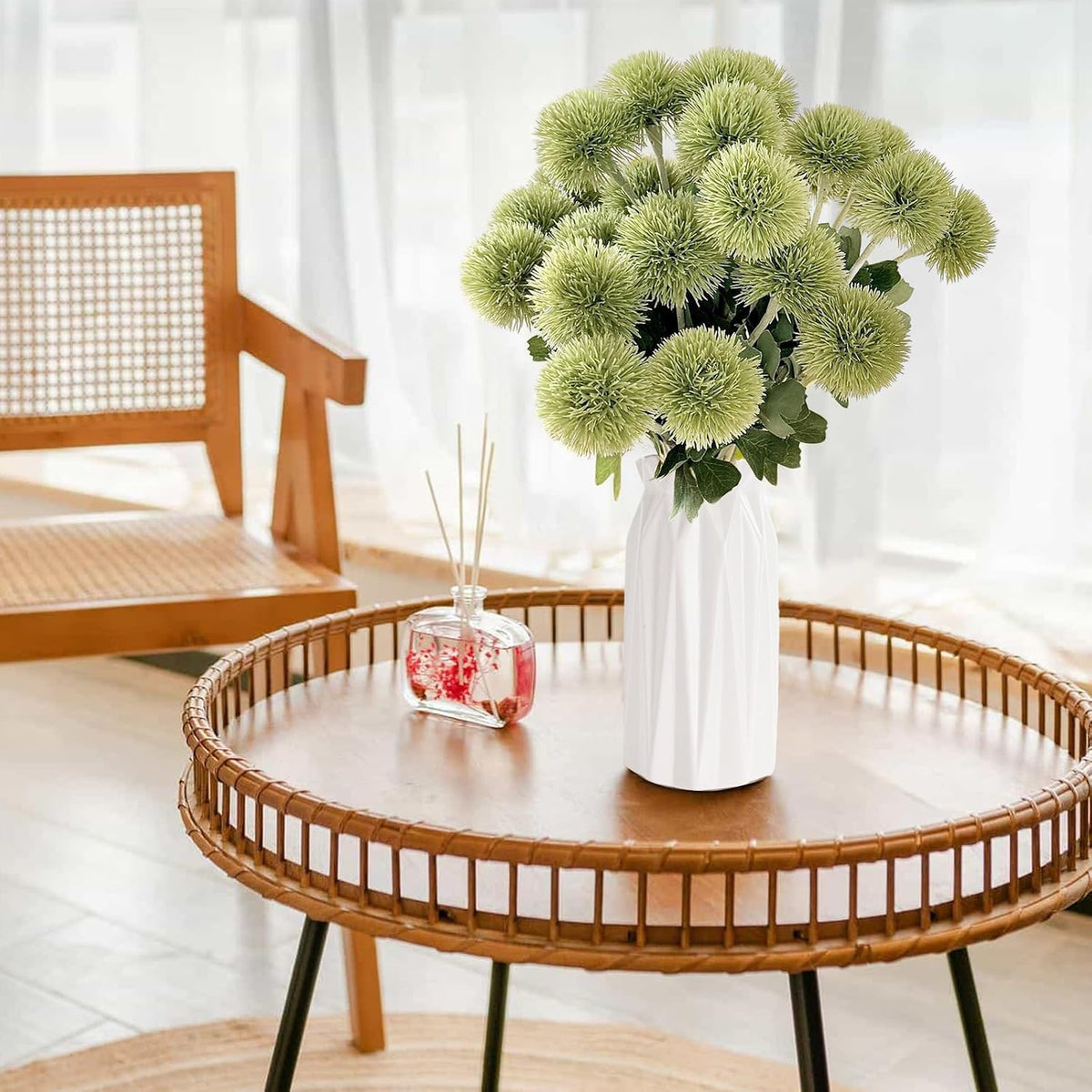 18 PCS Artificial Dandelion Flowers with Stems, 15 Inch Plastic Fake Flower Plants Look Real Decorative Floral Bouquet for Baby Shower Party Wedding Arrangements DIY, White