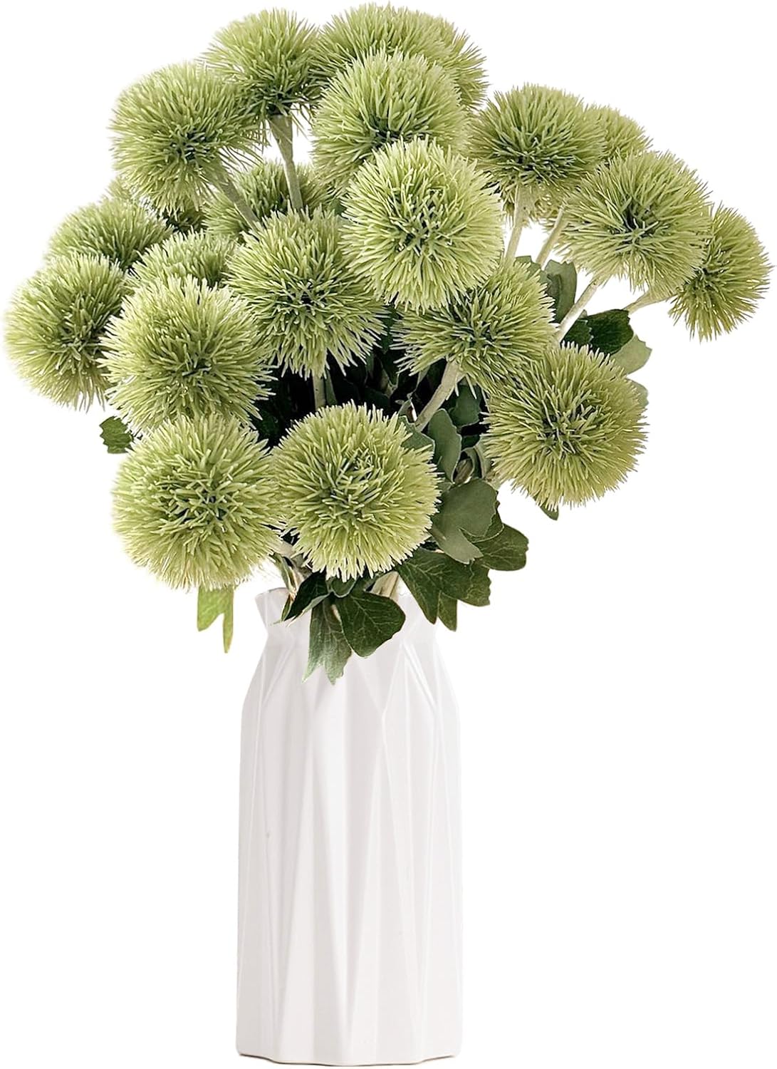 18 PCS Artificial Dandelion Flowers with Stems, 15 Inch Plastic Fake Flower Plants Look Real Decorative Floral Bouquet for Baby Shower Party Wedding Arrangements DIY, White