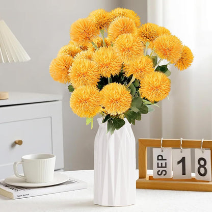 18 PCS Artificial Dandelion Flowers with Stems, 15 Inch Plastic Fake Flower Plants Look Real Decorative Floral Bouquet for Baby Shower Party Wedding Arrangements DIY, White