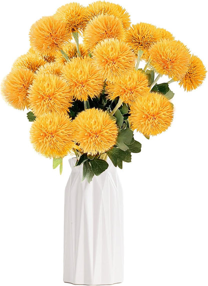 18 PCS Artificial Dandelion Flowers with Stems, 15 Inch Plastic Fake Flower Plants Look Real Decorative Floral Bouquet for Baby Shower Party Wedding Arrangements DIY, White