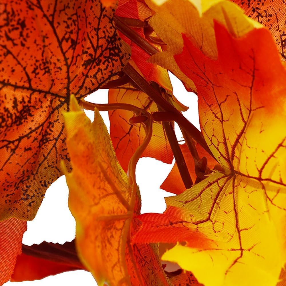 Fall Garland Maple Leaf Garland, 2pcs 6 Ft/Piece, Artificial Maple Leaves Hanging Vine, Thanksgiving Christmas Decor (2)