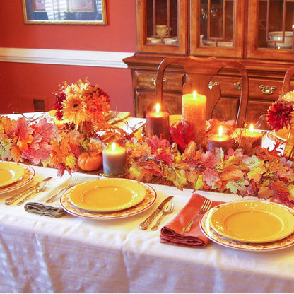 Fall Garland Maple Leaf Garland, 2pcs 6 Ft/Piece, Artificial Maple Leaves Hanging Vine, Thanksgiving Christmas Decor (2)