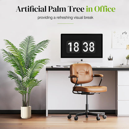 Artificial Palm Tree 4FT, Fake Tree with White Tall Planter 2 Pack, Faux Tropical Areca Floor Plant in Pot, Artificial Silk Plant for Home Office Living Room Decor Indoor