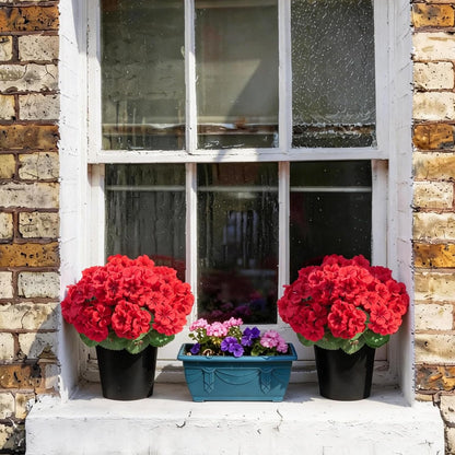 2Pcs Geranium Artificial Flowers in Pot, 10.6" Fake Geraniums Plants UV Resistant Silk Mini Potted Plants for Tabletop Home Décor Office Porch Garden Outdoor Indoor Decor