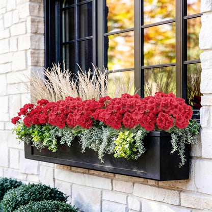 2Pcs Geranium Artificial Flowers in Pot, 10.6" Fake Geraniums Plants UV Resistant Silk Mini Potted Plants for Tabletop Home Décor Office Porch Garden Outdoor Indoor Decor