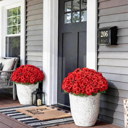 2Pcs Geranium Artificial Flowers in Pot, 10.6" Fake Geraniums Plants UV Resistant Silk Mini Potted Plants for Tabletop Home Décor Office Porch Garden Outdoor Indoor Decor