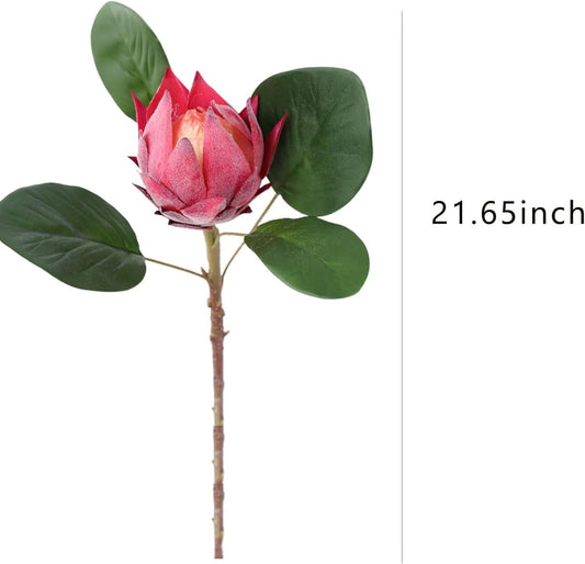3Pcs Artificial King Protea Flowers Hot Pink Protea Cynaoides Flowers Real Touch Faux Protea Flowers Bouquet Flower Arrangements for Home Garden Wedding Party Decoration