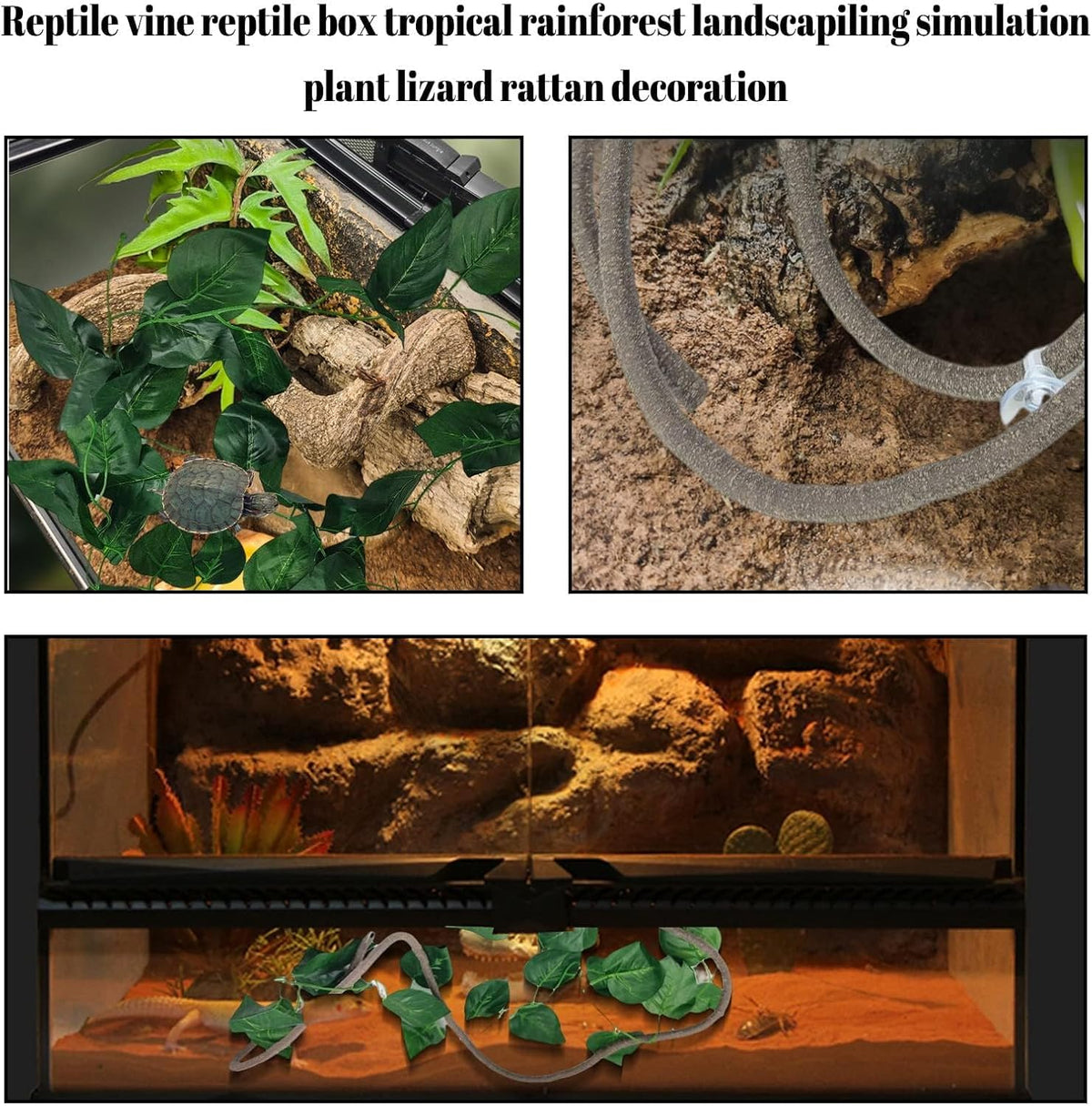 PIVBY Bearded Dragon Hammock, Bearded Dragon Tank Accessories, Flexible Reptile Jungle Vines Terrarium Decor for Chameleon, Lizards, Crested Geckos, Snakes, Lguana, Amphibian Reptiles Habitats