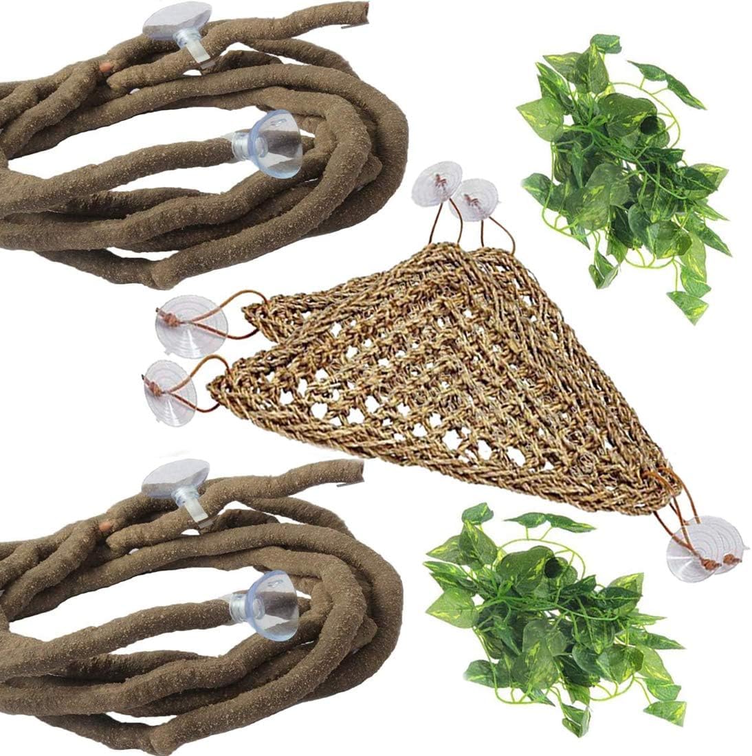 PIVBY Bearded Dragon Hammock, Bearded Dragon Tank Accessories, Flexible Reptile Jungle Vines Terrarium Decor for Chameleon, Lizards, Crested Geckos, Snakes, Lguana, Amphibian Reptiles Habitats