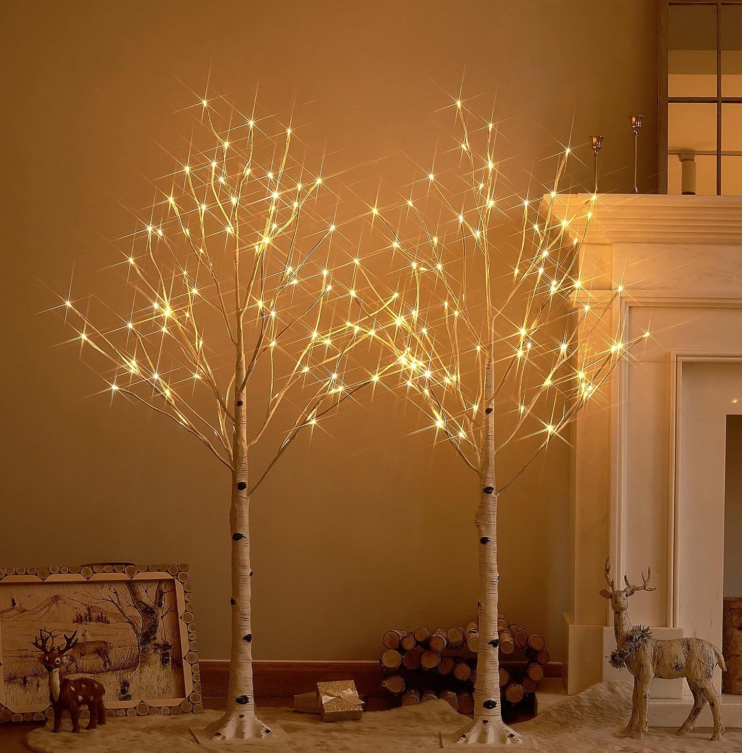 Lighted White Birch Tree 6FT, Twig Tree with Lights Plug in for Christmas Wedding Party Easter Decorations Indoor Outdoor Use