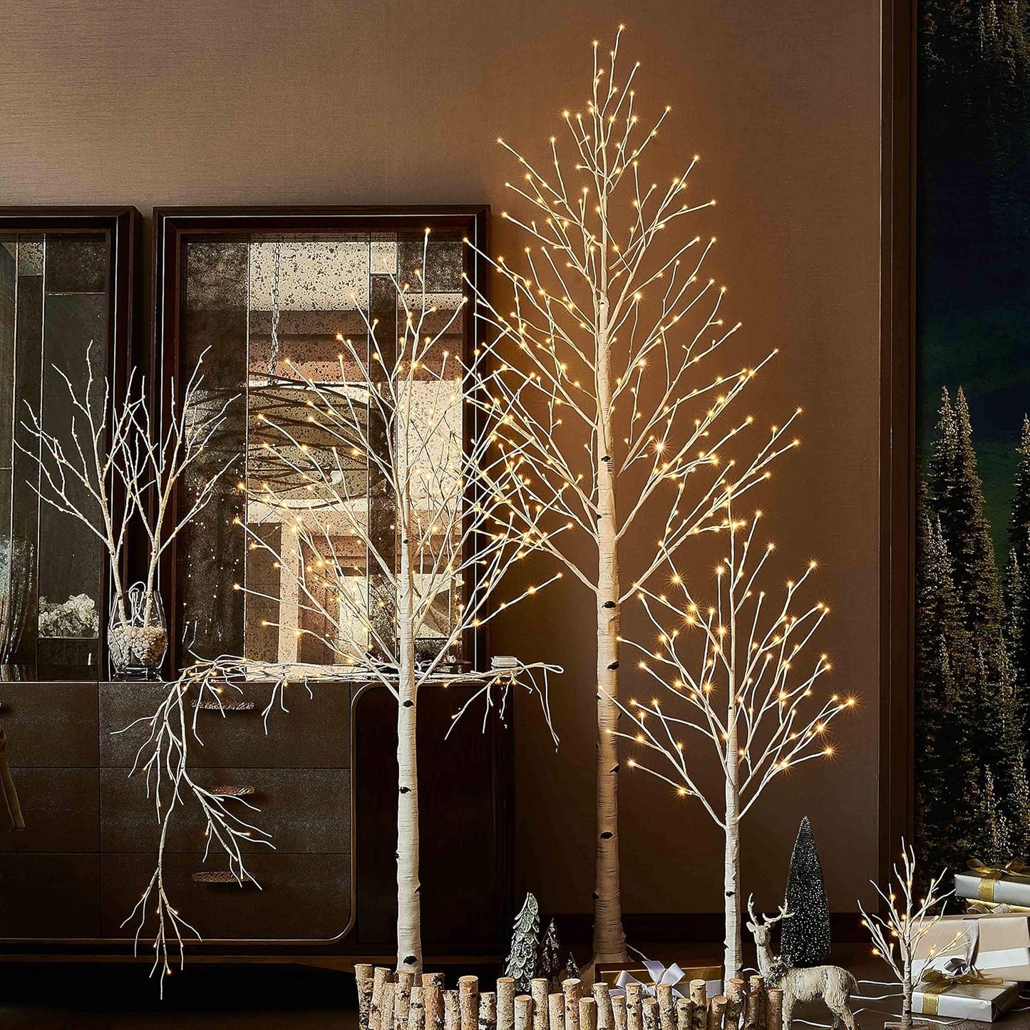 Lighted White Birch Tree 6FT, Twig Tree with Lights Plug in for Christmas Wedding Party Easter Decorations Indoor Outdoor Use