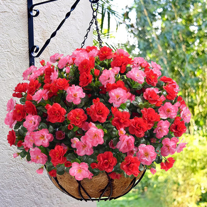 Artificial Fake Camellia Flowers Plants for Outdoor Outside Spring Decoration, Faux Silk Hotpink Camellias UV Resistant Look Real for Planter Porch Patio Garden Yard, 3 Large Bundles
