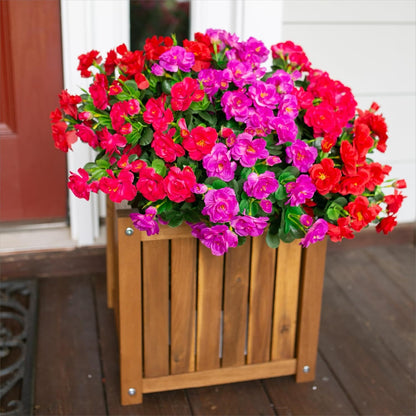 Artificial Fake Camellia Flowers Plants for Outdoor Outside Spring Decoration, Faux Silk Hotpink Camellias UV Resistant Look Real for Planter Porch Patio Garden Yard, 3 Large Bundles