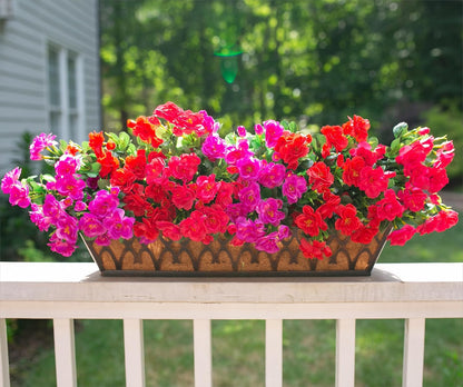 Artificial Fake Camellia Flowers Plants for Outdoor Outside Spring Decoration, Faux Silk Hotpink Camellias UV Resistant Look Real for Planter Porch Patio Garden Yard, 3 Large Bundles