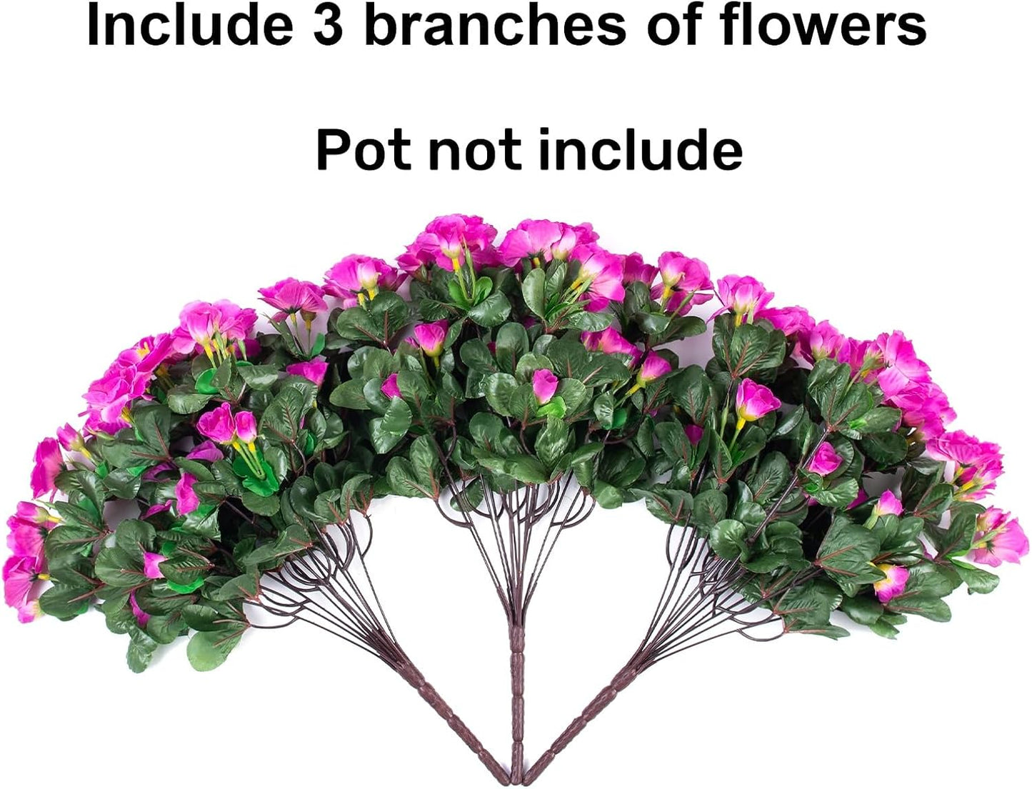 Artificial Fake Camellia Flowers Plants for Outdoor Outside Spring Decoration, Faux Silk Hotpink Camellias UV Resistant Look Real for Planter Porch Patio Garden Yard, 3 Large Bundles