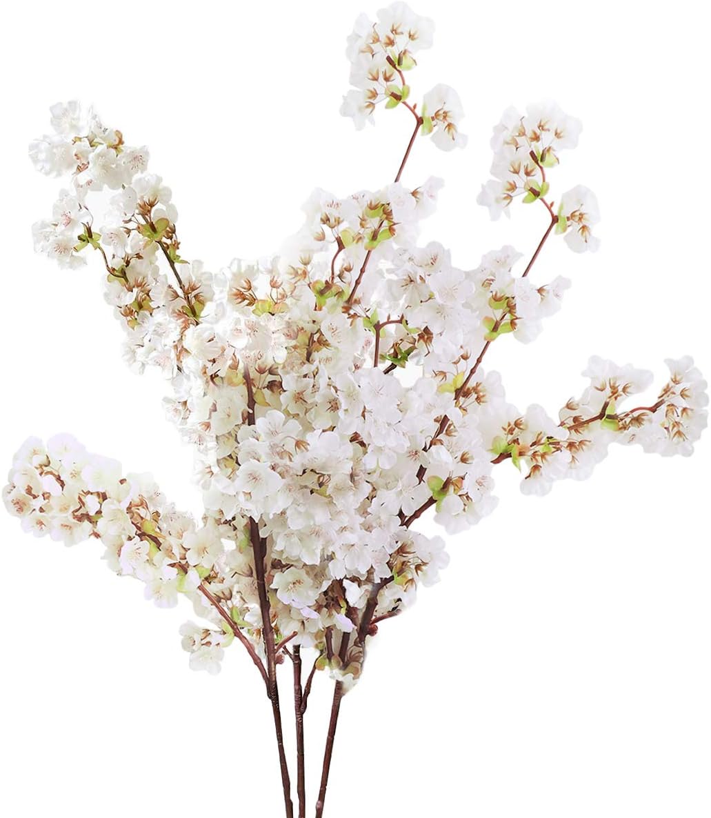 3 Pcs Artificial Cherry Blossom Branches 39'' Cherry Blossom Tree Decor
