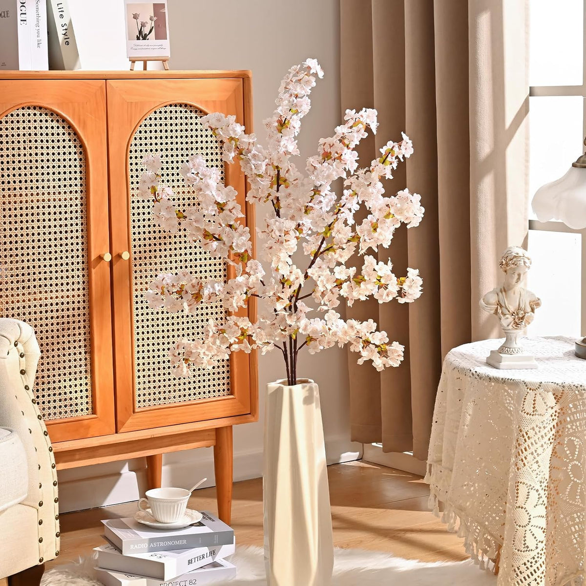 3 Pcs Artificial Cherry Blossom Branches 39'' Cherry Blossom Tree Decor