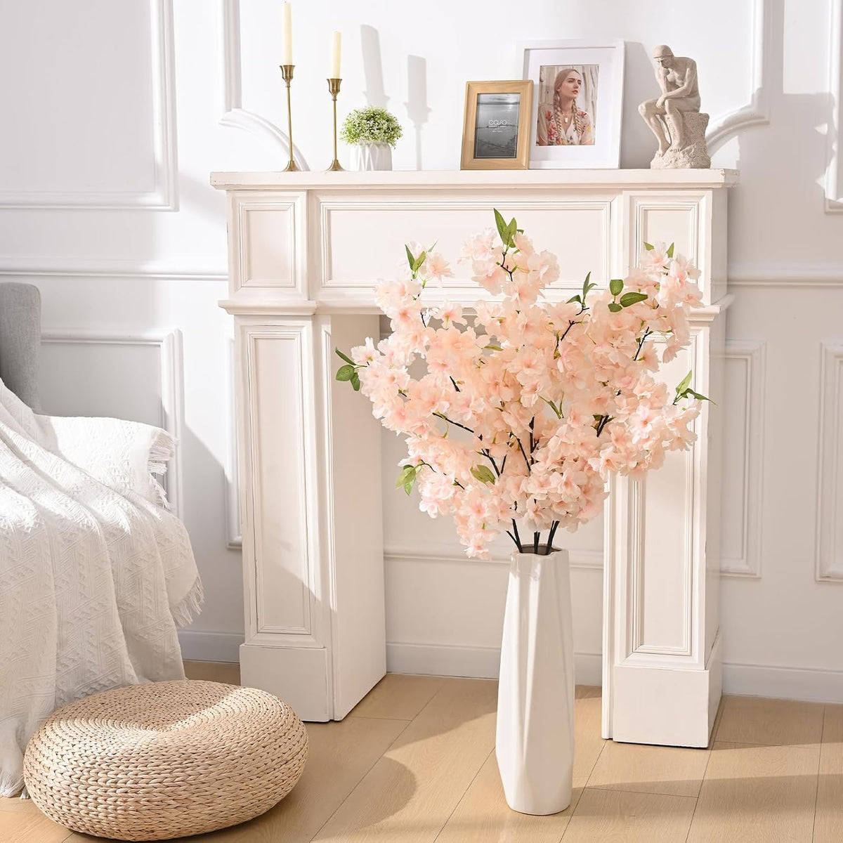 3 Pcs Artificial Cherry Blossom Branches 39'' Cherry Blossom Tree Decor