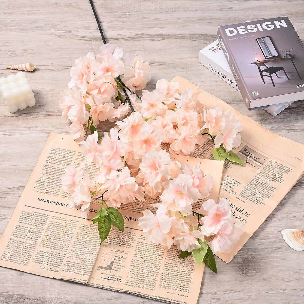 3 Pcs Artificial Cherry Blossom Branches 39'' Cherry Blossom Tree Decor