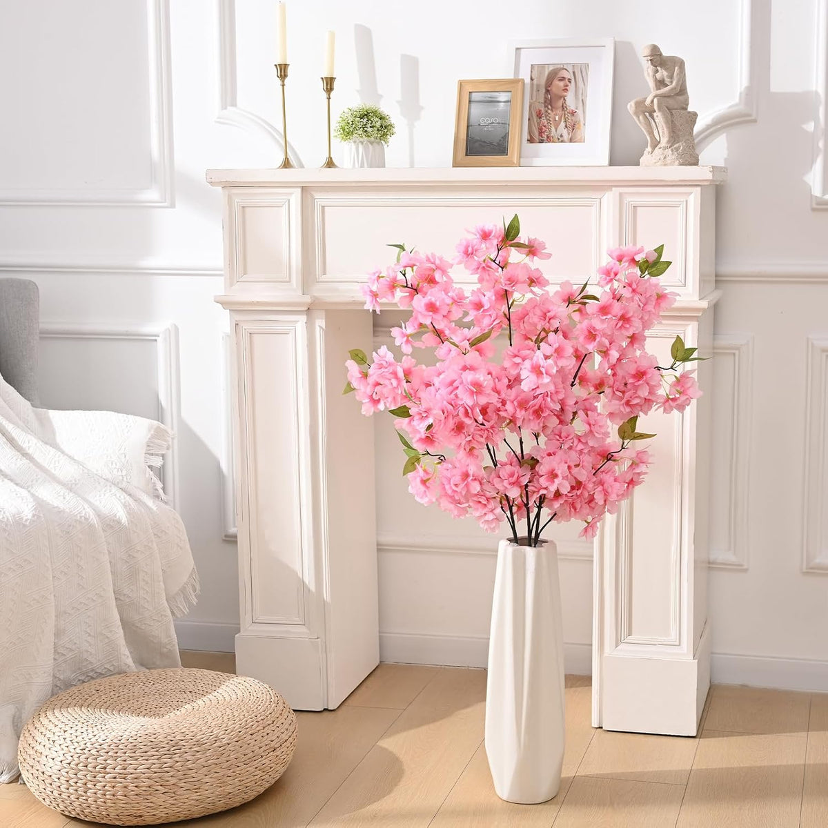 3 Pcs Artificial Cherry Blossom Branches 39'' Cherry Blossom Tree Decor