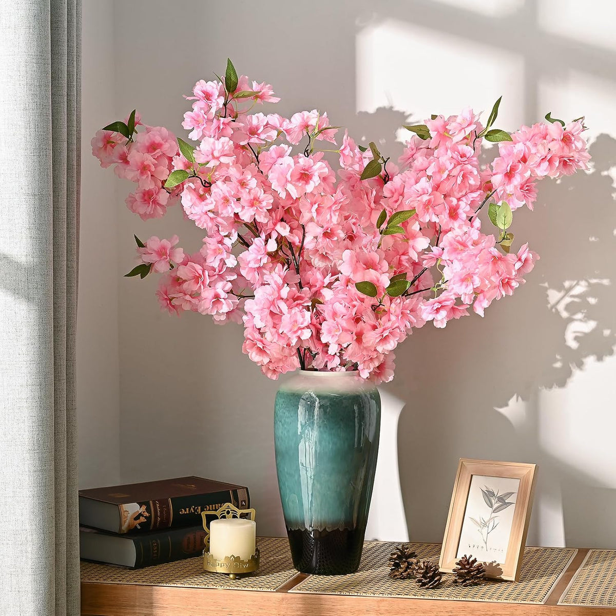 3 Pcs Artificial Cherry Blossom Branches 39'' Cherry Blossom Tree Decor