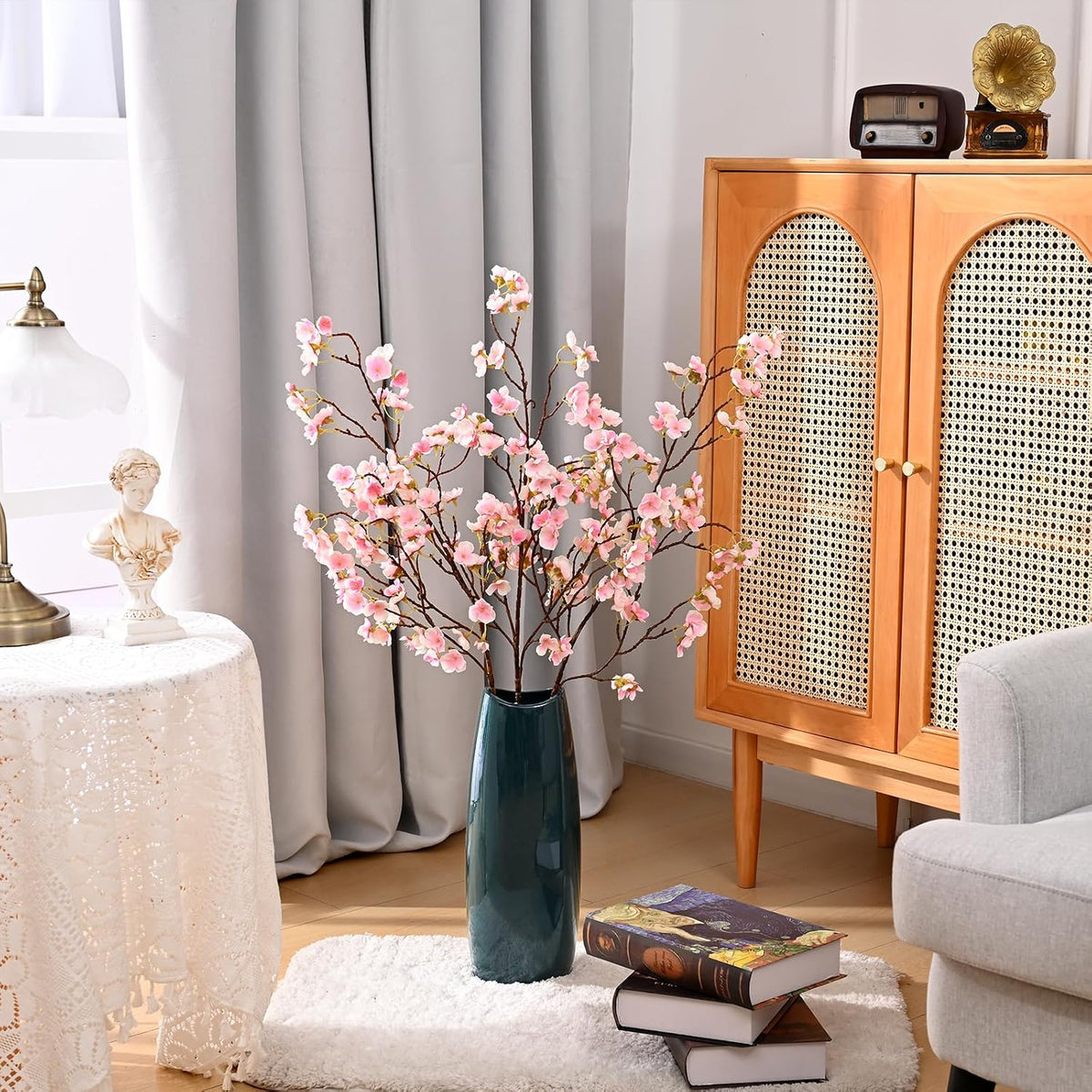3 Pcs Artificial Cherry Blossom Branches 39'' Cherry Blossom Tree Decor
