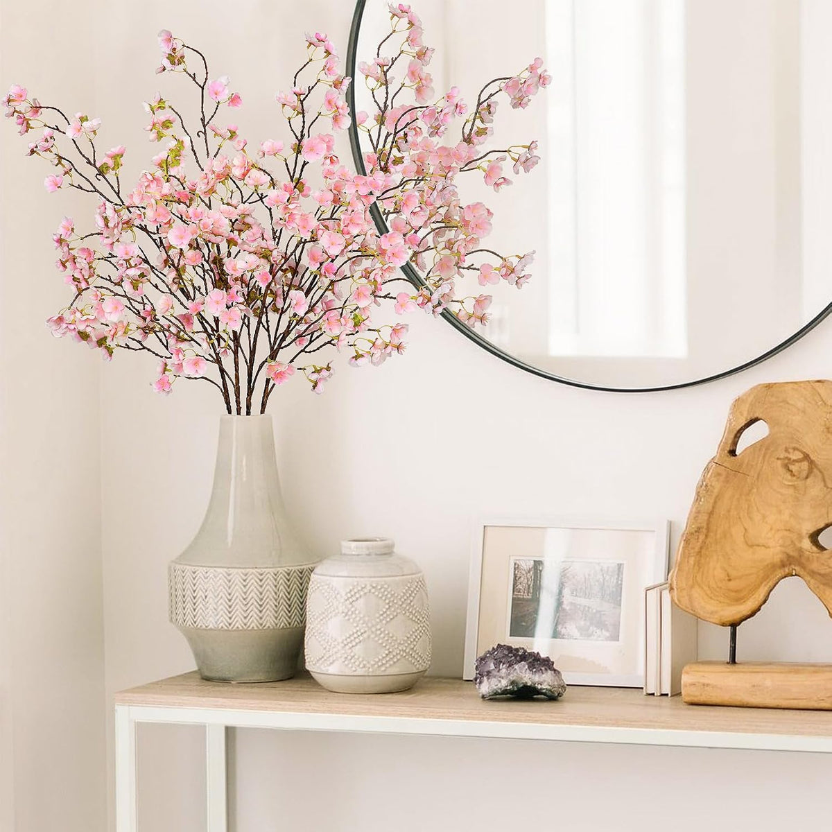 3 Pcs Artificial Cherry Blossom Branches 39'' Cherry Blossom Tree Decor