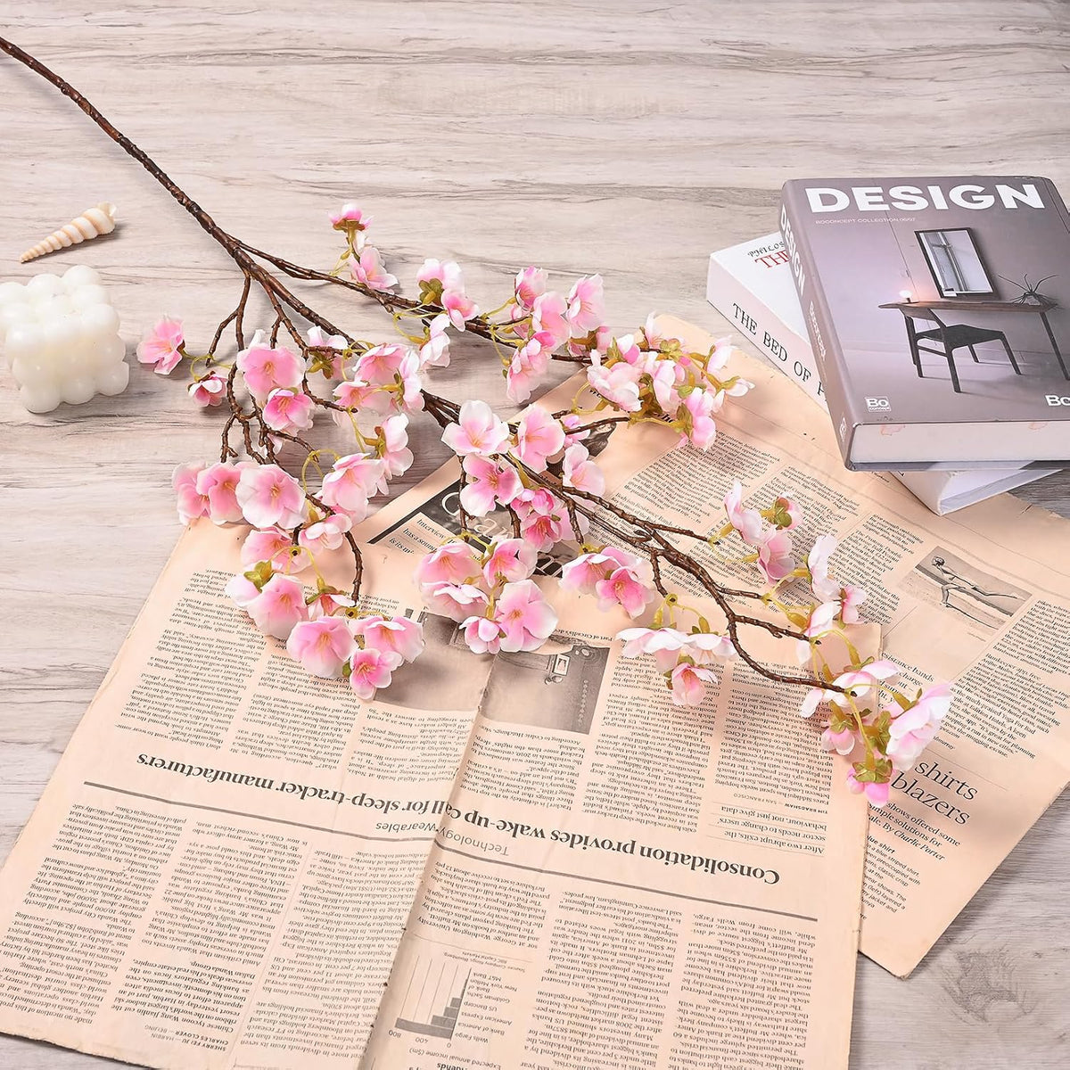 3 Pcs Artificial Cherry Blossom Branches 39'' Cherry Blossom Tree Decor