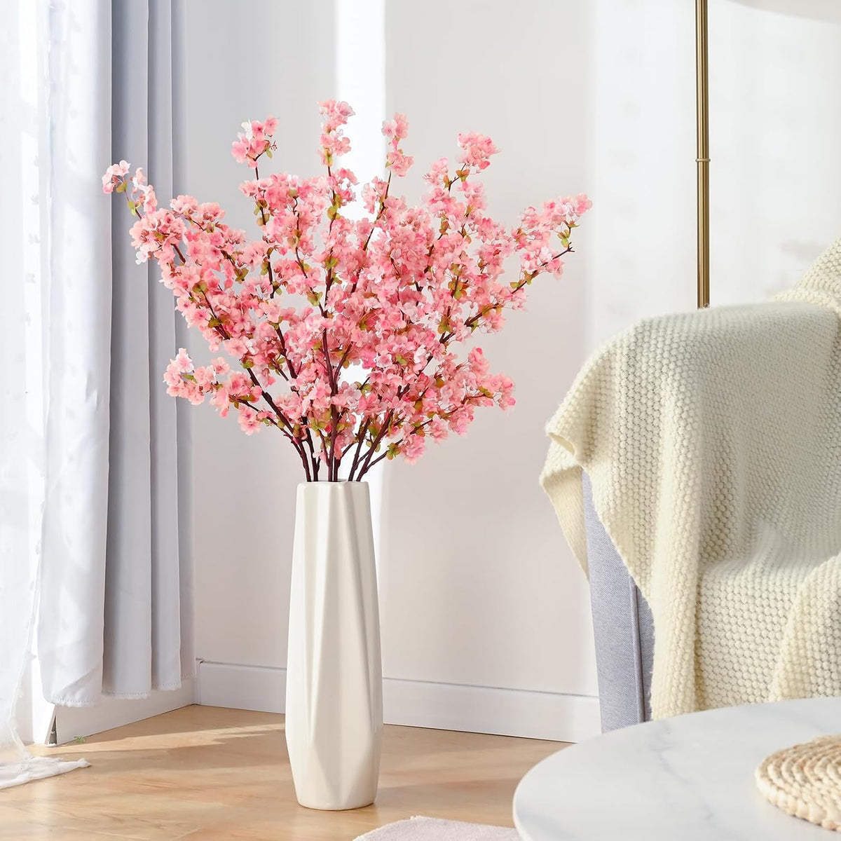 3 Pcs Artificial Cherry Blossom Branches 39'' Cherry Blossom Tree Decor
