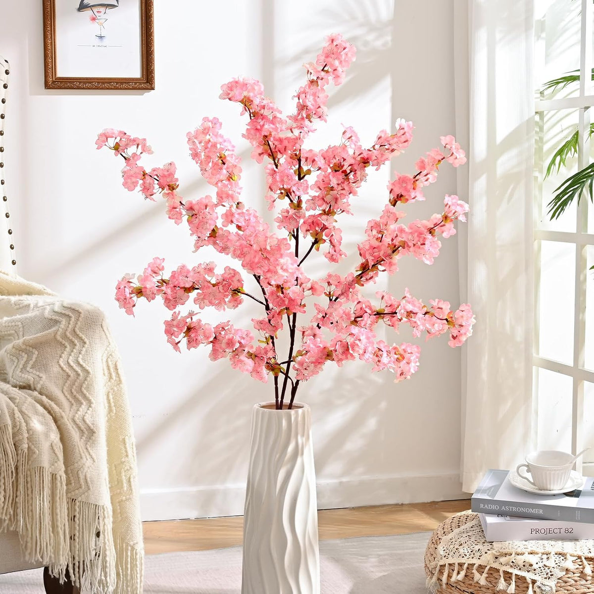 3 Pcs Artificial Cherry Blossom Branches 39'' Cherry Blossom Tree Decor