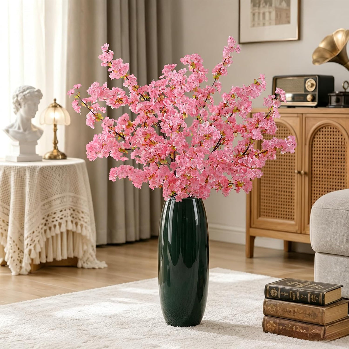 3 Pcs Artificial Cherry Blossom Branches 39'' Cherry Blossom Tree Decor