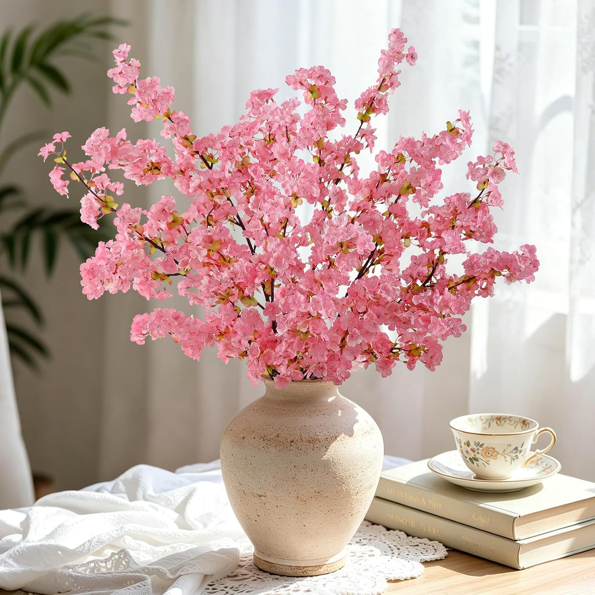 3 Pcs Artificial Cherry Blossom Branches 39'' Cherry Blossom Tree Decor
