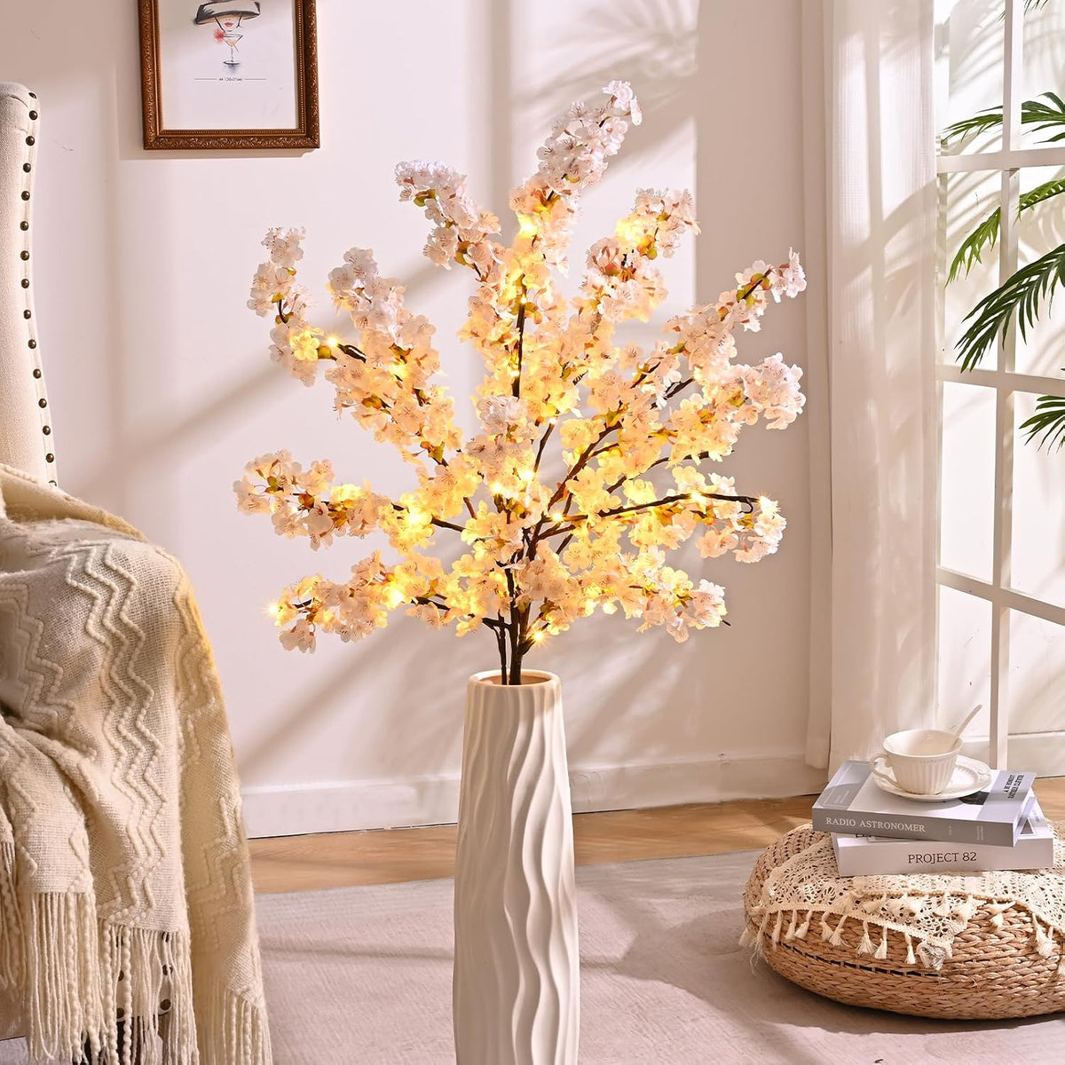 3 Pcs Artificial Cherry Blossom Branches 39'' Cherry Blossom Tree Decor